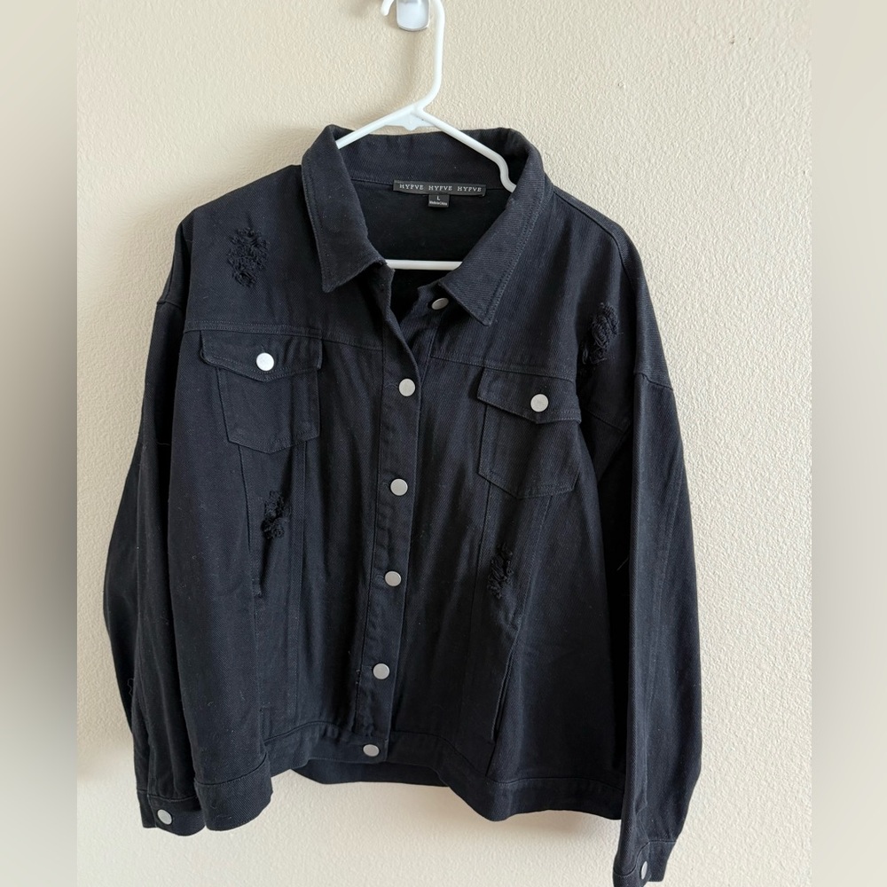 HYFVE NWOT Black Distressed Jacket size Large